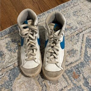 Nike Kids High-Top Sneakers - White and Blue